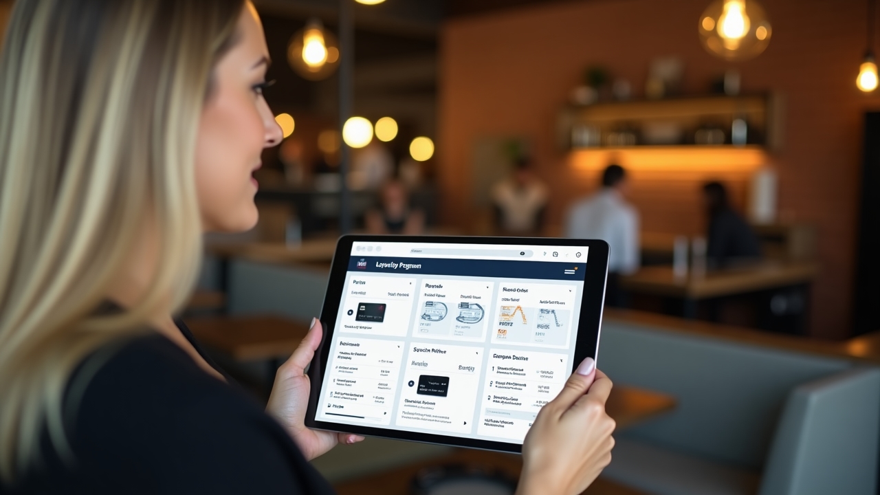 Person using loyalty program on tablet